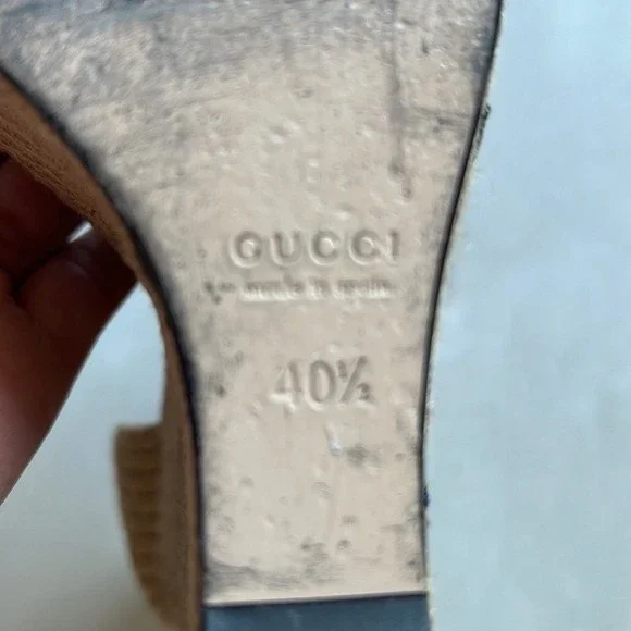 Gucci Ophelia Kid Scamosciato Wedge Espadrilles - Picture 6 of 6